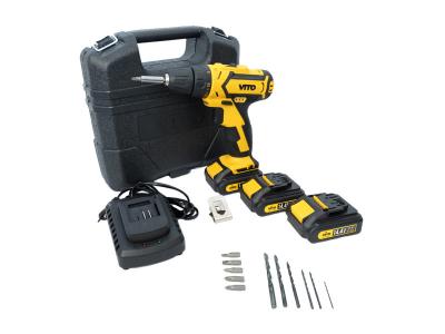 VITO Perceuse visseuse 14.4V + 3 Batteries lithium 2,0Ah + Chargeur rapide 