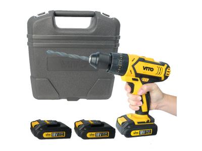 VITO PRO POWER Perceuse Visseuse 18V + 3 Batteries Lithium 2.0 Ah Mallette 18 accessoires VITO