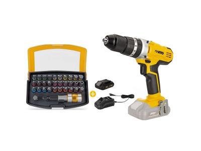 VITO Perceuse sans fil 20v + batterie 2ah lithium + 32 embouts vissage + chargeur rapide  ego li