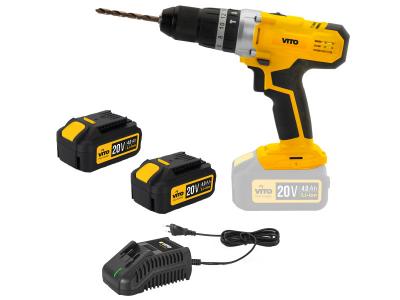 VITO Perceuse Visseuse sans fil 20V POWER + 2 batteries 4.0 Ah + 1 Chargeur rapide