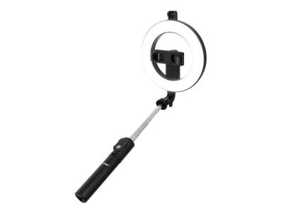 LINQ Perche selfie smartphone ring light tr&eacute;pied d&eacute;clencheur bluetooth  noir 