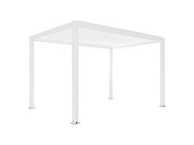 OVIALA Pergola bioclimatique autoport&eacute;e motoris&eacute;e en aluminium 3x4 m blanc 