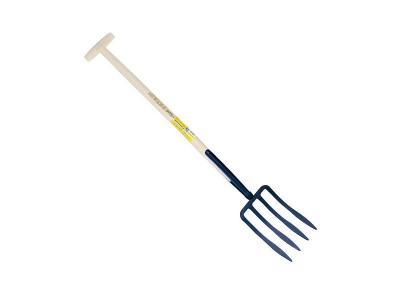 OUTILS PERRIN Fourche &agrave; b&ecirc;cher &agrave; soie 4 dents spatul&eacute;e manche b&eacute;quille