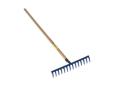 OUTILS PERRIN R&acirc;teau forg&eacute; 14 dents courbes manche bois 1,50 m, outil tremp&eacute; haute r&eacute;sistance, jardin