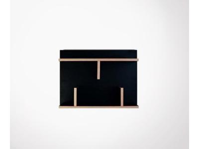 Temahome - &eacute;tag&egrave;re biblioth&egrave;que murale 60cm ""bern"" noir & contreplaqu&eacute;