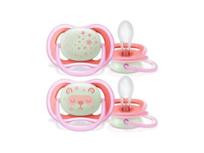 PHILIPS AVENT  lot de 2 sucettes ultra&nbsp;air nuit - 6-18 mois - rose 
