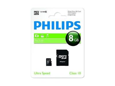 PHILIPS Carte micro SDHC -  - Class 10 - 8GO