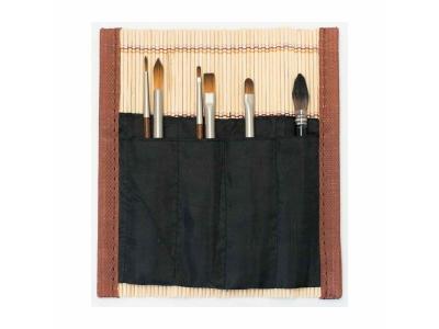 RAPHAEL Assortiment de 6 pinceaux aquarelle de voyage - Pincelier en bambou