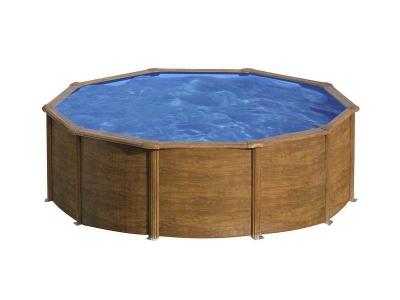 GRE POOLS Piscine acier aspect bois Sicilia ronde 3,20 x 1,22 m - Gr&eacute;