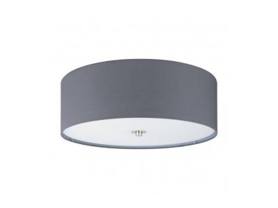 EGLO Plafonnier en textile PASTERI 3 ampoules nickel satin&eacute; abat jour gris