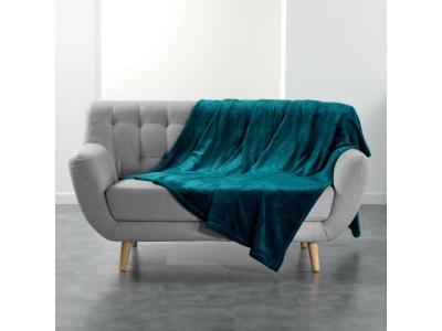 DOUCEUR D INTERIEUR Douceur D'int&eacute;rieur - Plaid flanelle - 180 x 220 cm - Bleu