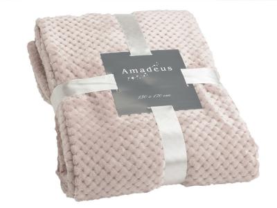 AMADEUS Plaid Damier vieux rose 130x170 cm -  - Rose - Polyester