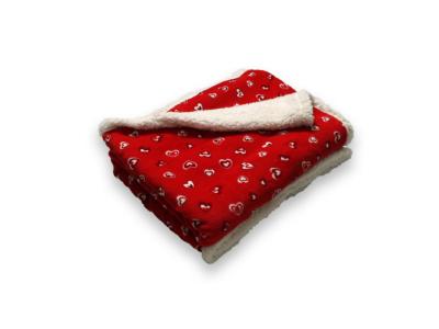 SOLEIL D OCRE Plaid polaire imprim&eacute; et sherpa COEUR Rouge 120X160 cm 