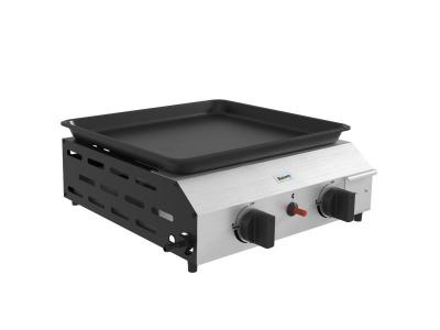 OUTSUNNY Plancha gaz portable antiadh&eacute;sive 2 br&ucirc;leurs 4,8 kW surface cuisson 40L x 34l cm acier inox &eacute;maill&eacute;