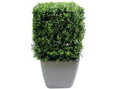 PEGANE Plante artificielle haute gamme Sp&eacute;cial ext&eacute;rieur, Buis carr&eacute; artificiel couleur vert - Dim : 65 x 40 x 40 cm 