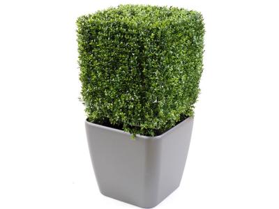 PEGANE Plante artificielle haute gamme Sp&eacute;cial ext&eacute;rieur, Buis carr&eacute; artificiel couleur vert - Dim : 50 x 32 x 32 cm 