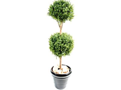 PEGANE Plante artificielle haute gamme Sp&eacute;cial ext&eacute;rieur / Buis Tige Double Boule - Dim : H.170 x D.70 cm
