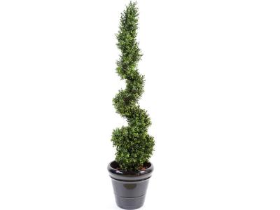 PEGANE Plante artificielle haute gamme Sp&eacute;cial ext&eacute;rieur / Buis Artificiel forme Spirale - Dim : 130 x 35 cm 