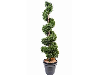 PEGANE Plante artificielle haute gamme Sp&eacute;cial ext&eacute;rieur / Buis spirale artificiel - Dim : 180 x 40 cm