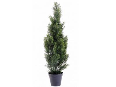PEGANE Plante artificielle haute gamme Sp&eacute;cial ext&eacute;rieur / Cypr&egrave;s artificiel Mini Vert - Dim : 93 x 25 cm