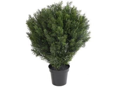 PEGANE Plante artificielle haute gamme Sp&eacute;cial ext&eacute;rieur / Cypr&egrave;s Buisson Rond Artificiel coloris vert - Dim : 90 x 65 cm 
