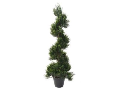 PEGANE Plante artificielle haute gamme Sp&eacute;cial ext&eacute;rieur / Cypr&egrave;s Artificiel Forme Spirale - Dim : 125 x 40 cm 