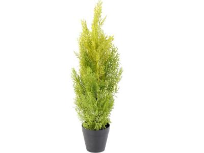 PEGANE  - Plante artificielle haute gamme Sp&eacute;cial ext&eacute;rieur / Cypr&egrave;s artificiel coloris vert/jaune - Dim : 60 x 20 cm