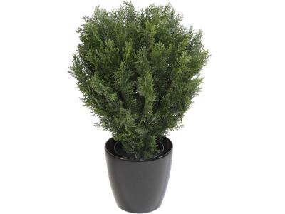 PEGANE Plante artificielle haute gamme Sp&eacute;cial ext&eacute;rieur / Cypr&egrave;s Buisson Rond Artificiel coloris vert - Dim : 75 x 55 cm 