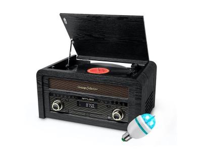 MUSE Platine vinyle  MT-115W, Micro-Cha&icirc;ne Radio FM, St&eacute;r&eacute;o Puissance 20W - 33/45/78 tours, CD, Ampoule DIAMS LED 