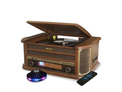INOVALLEY Platine Vinyle Roadstar HIF-1993BT 33-45-78 Trs, 2 Enceintes 32W PMPO, CD, USB, Bluetooth, FM RADIO, CASSETTE, en BOIS, Ovni 