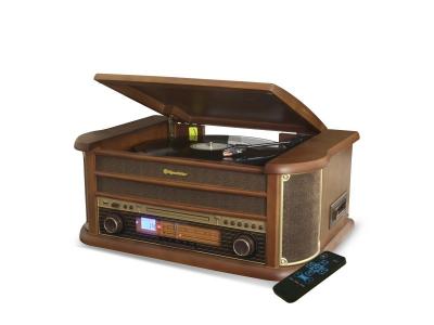 GEFROY Platine Vinyle Roadstar HIF-1993BT 33-45-78 Trs, 2 Enceintes 32W PMPO, CD, CASSETTE, USB, Bluetooth, FM AM RADIO, FInition BOIS 