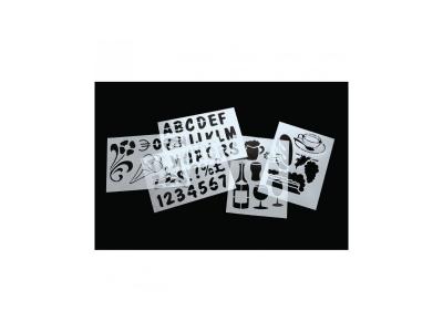 SECURIT Pochoirs avec num&eacute;ros images lettres - Lot de 5