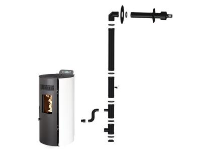 SANNOVER THERMIQUE Po&ecirc;le &agrave; granul&eacute;s &eacute;tanche Flavia 9 kW Blanc Sannover + Kit d'installation Complet