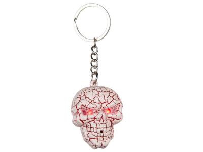 GOTH, SKULL AND STEAMPUNK Porte clefs en forme de Cr&acirc;ne Blanc et Rouge 