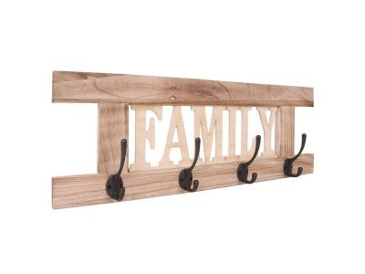 DECOSHOP26 Porte-manteau mural pat&egrave;re en bois vintage 20,5x60x1,5 cm MED04063