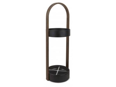 UMBRA  - Porte parapluies bois et m&eacute;tal Hub Noir/Noyer