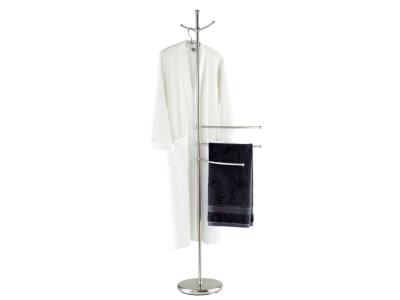 WENKO  Porte serviette salle de Bain sur pied et porte peignoir, Adiamo, Acier, 28x170x28 cm, Chrom&eacute;