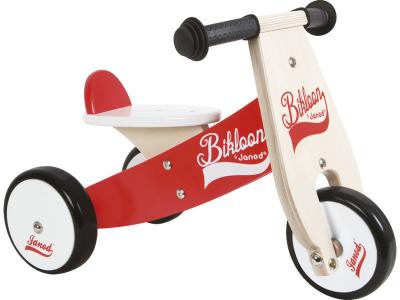 JANOD  - Porteur Little Bikloon Rouge/ Blanc (bois) - D&egrave;s 1 An 