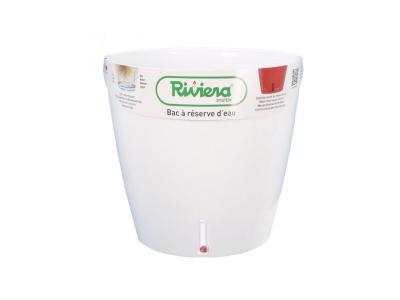 RIVIERA  - Pot en plastique rond avec r&eacute;serve d'eau 30 cm Eva - Blanc