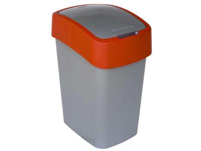 CURVER  FLIP BIN 25L Poubelle 47 x 26 x 34 cm argent&eacute;/rouge 02171-547