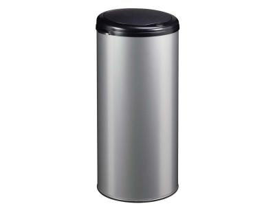 ROSSIGNOL Poubelle &agrave; ouverture par pression 45L en M&eacute;tal Gris clair