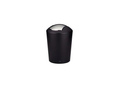 KELA Poubelle de Salle de Bain en Plastique Noir et Argent Marta - 5L