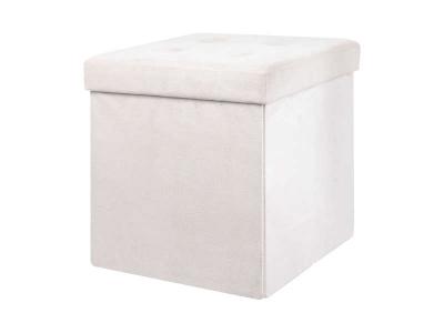 THE HOME DECO FACTORY Pouf coffre pliable en su&eacute;dine assise capitonn&eacute;e Beige