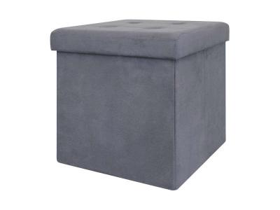 HOME DECO FACTORY The  - Pouf coffre de rangement capitonn&eacute; gris