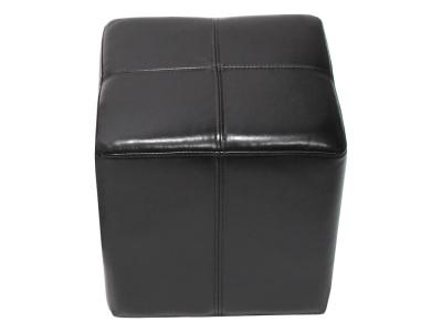 MENDLER  Pouf d&eacute;, Tabouret Onex, Cuir, 36x36x36cm, Noir