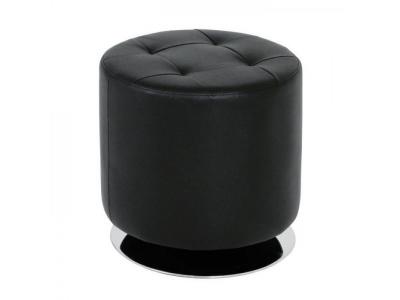 Haku M&ouml;bel Pouf, Cuir, Chrom&eacute;/Noir, 40 x 40 x 40 cm