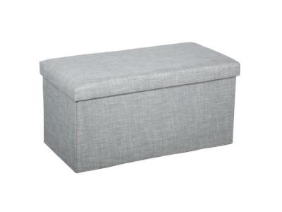 PARIS PRIX Pouf pliable double Tomaz - Gris clair - L 75,7 x P 37,5 x H 38 cm