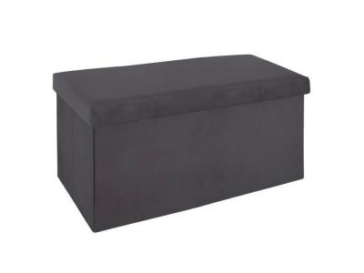 ATMOSPHERA CREATEUR D INTERIEUR Pouf pliable Tess en velours - Gris fonce - L 76 x P 38 x H 38 cm