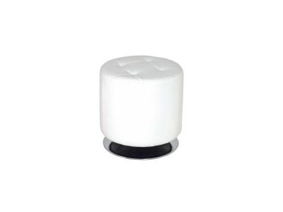 GENERIQUE Pouf Rond 40 Cm Blanc Et Chrome
