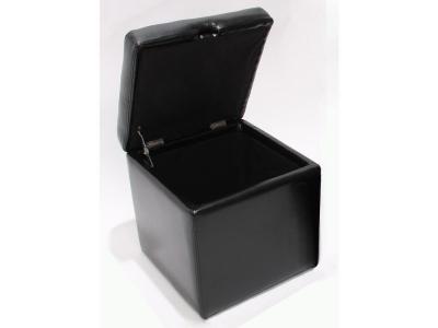 MENDLER Pouf tabouret cube-coffre Onex, cuir, 45x44x44cm, noir